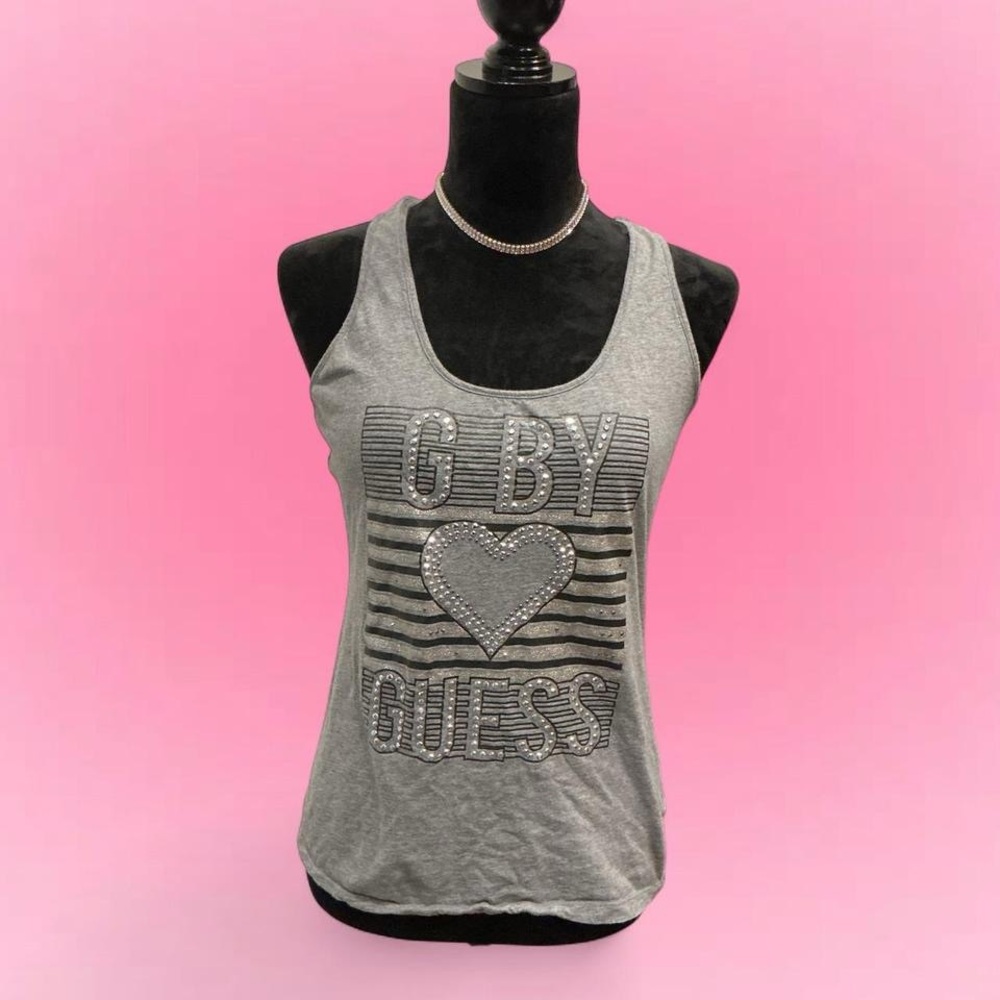 ✨Guess Gray Embellished Heart Tank Top